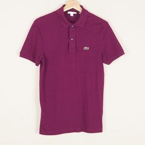 Lacoste Purple Short Sleeve Slim Fit Polo Shirt Mens Sz S
